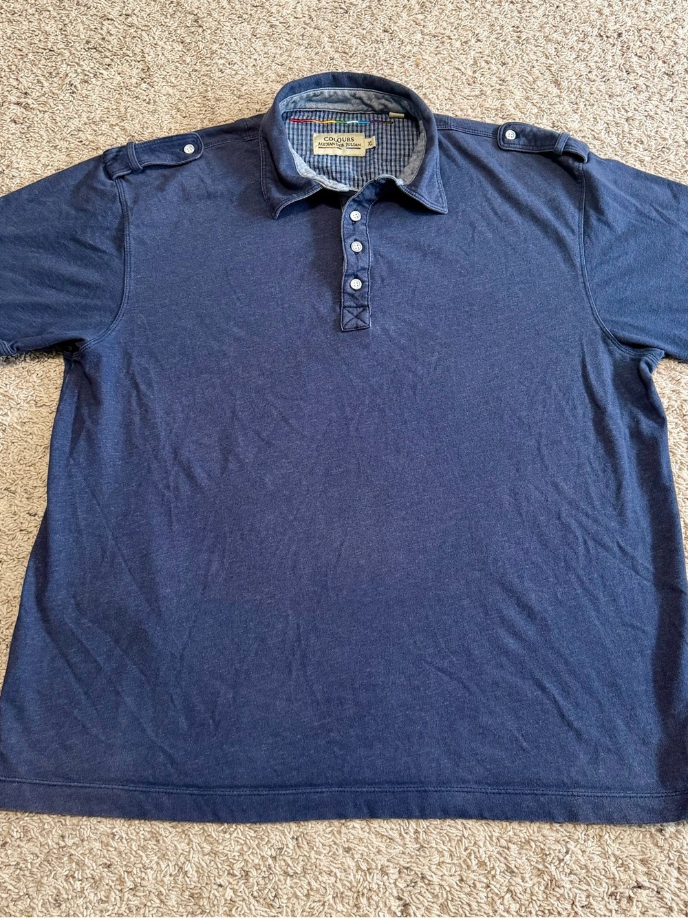 Vintage Colours by Alexander Julian Navy Blue Polo Shirt XL